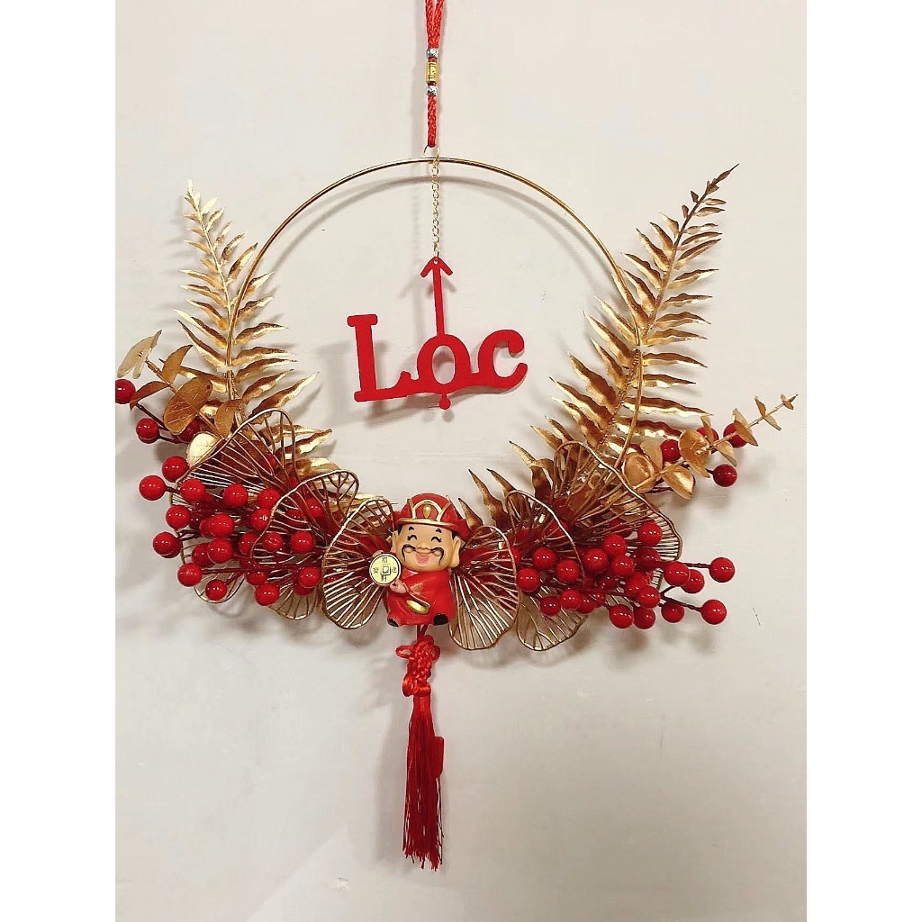 Vòng Treo Cửa Đào Đông Trang Trí Nhà Cửa Dịp Tết Có Đèn LED  khaihuyauto