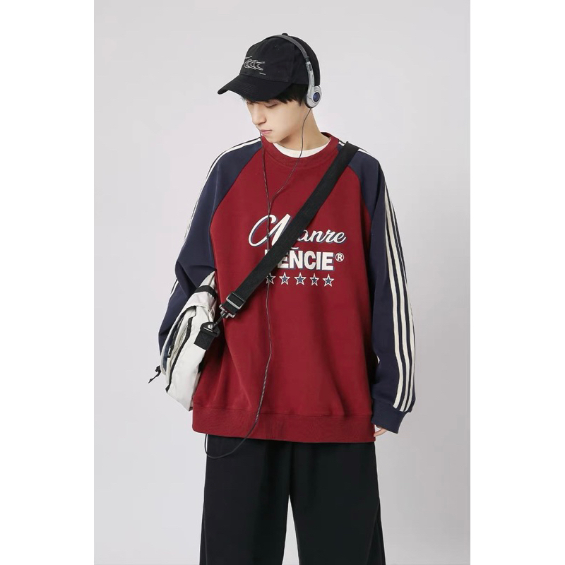 Áo Lens Sweater Cổ Tròn Kiểu Dáng Unisex . Áo lens dài tay phối màu phong cách hàn quốc