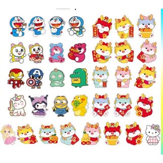 Sét 6 Bao lì xì tết 2024 Giáp Thìn chibi, lì xì hình rồng, lì xì gấu dâu, chibi phản quang đẹp