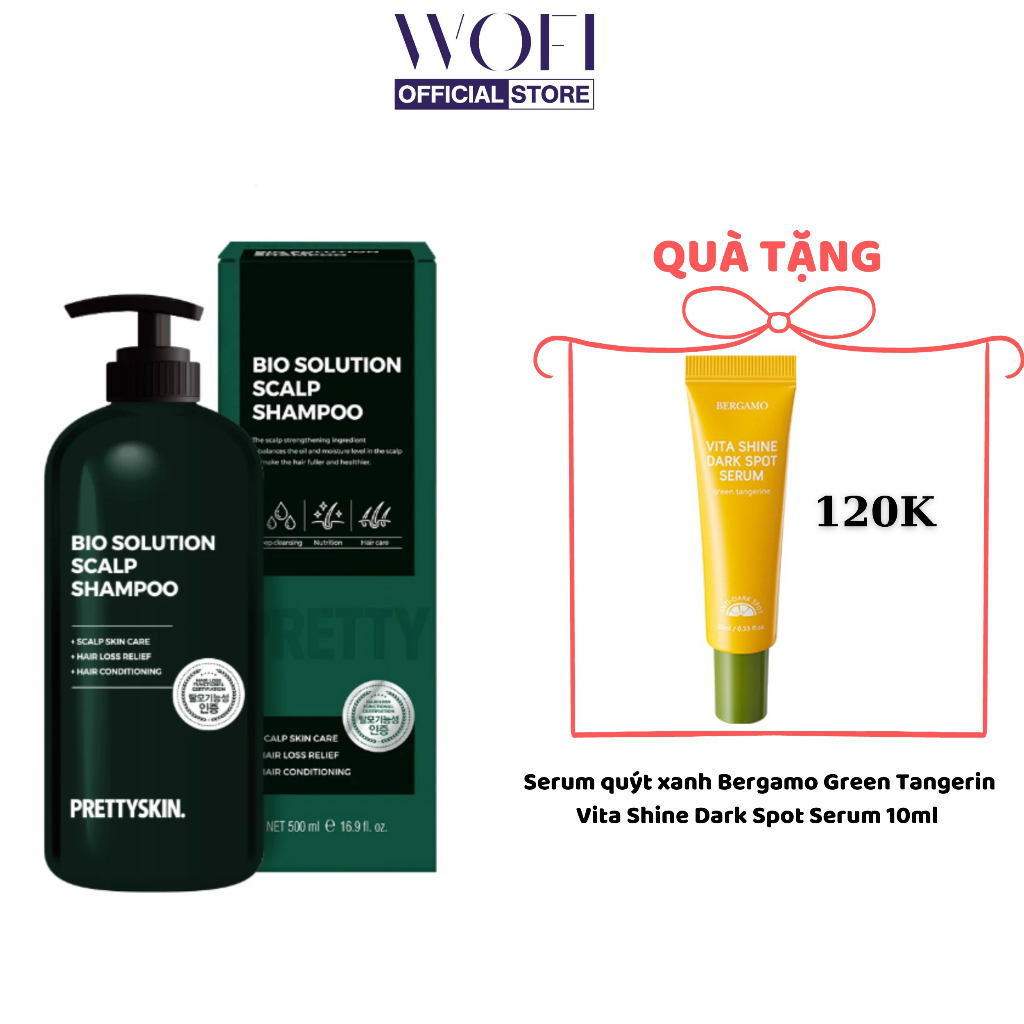Dầu Gội Pretty Skin Bio Solution Scalp Shampoo Giảm Rụng Tóc 500ml