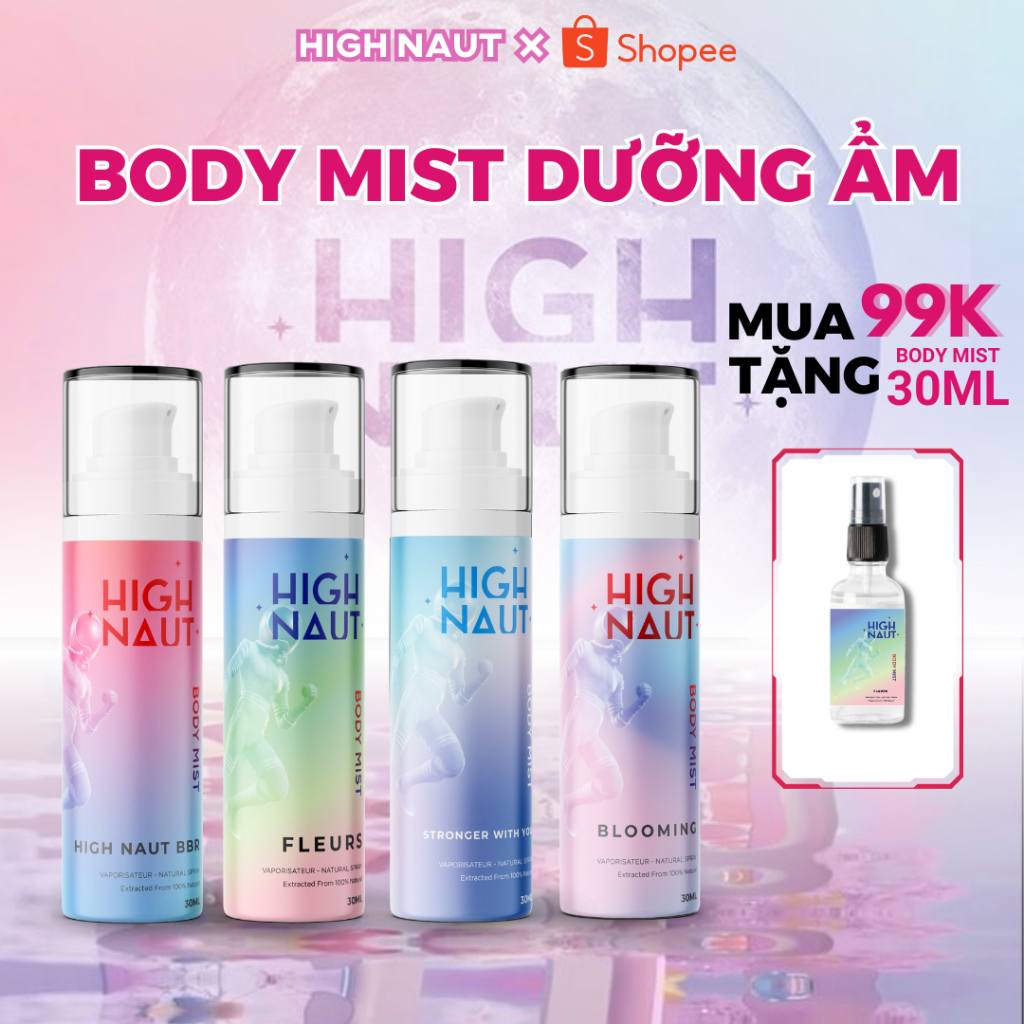 Body mist xịt thơm body chính hãng High Naut nước hoa sịt thơm cơ thể body miss nam nữ toàn thân lưu hương lâu