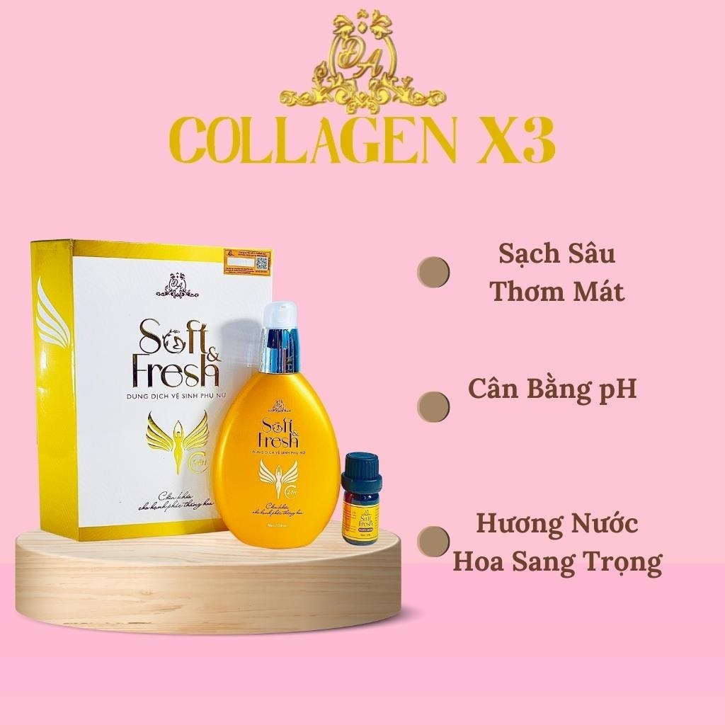 Dung Dịch Vệ Sinh Phụ Nữ Collagen X3 Soft Fresh Mỹ Phẩm Đông Anh Chính Hãng Giúp Khử Mùi Hôi Giữ Ẩm Da 120ml