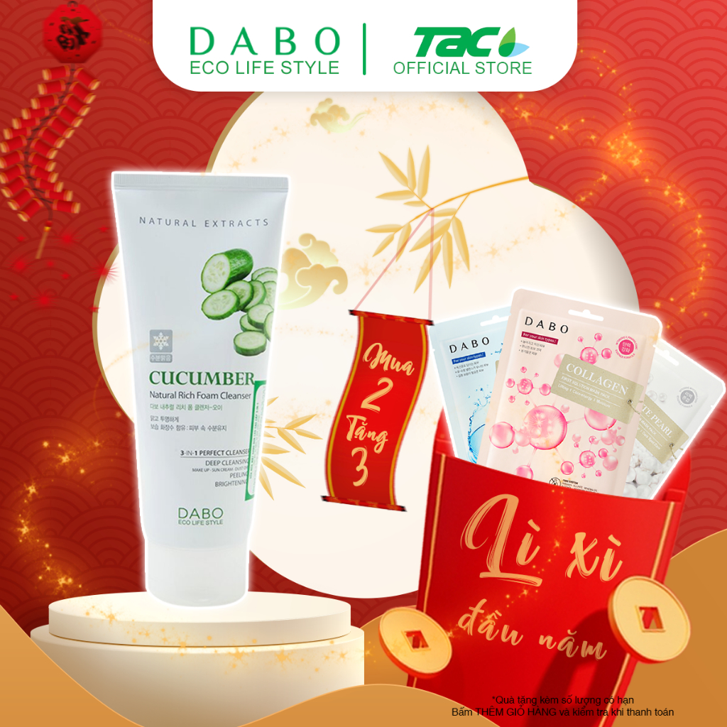 Sữa rửa mặt cao cấp tinh chất Dưa Leo 3 in 1 Cucumber Natural Rich Foam Cleanser 180ml