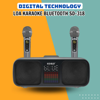 Loa bluetooth karaoke 2 mic SD-318 Không dây công suất lớn 30W - Loa karaoke 2 mic hát gia đình siêu hay