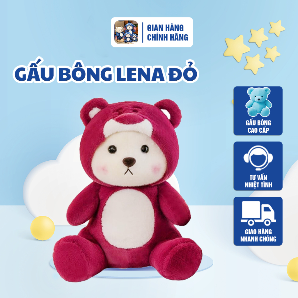 Gấu Bông Cute Gấu Bông 5 Sao - Gấu Bông Cao Cấp Lena Đỏ Siêu Xinh, Mềm Mịn Được Giới Trẻ  Yêu Thích
