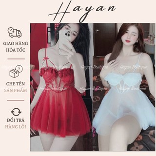 Ht90 váy ngủ sexy phối dây v1 siêu đẹp kèm đệm lót, đồ ngủ ren dáng xoè gợi cảm tôn dáng ht90