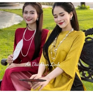 Áo dài dáng cách tân suông cổ kiềng lụa gấm sang trọng - Áo Dài Đan Linh