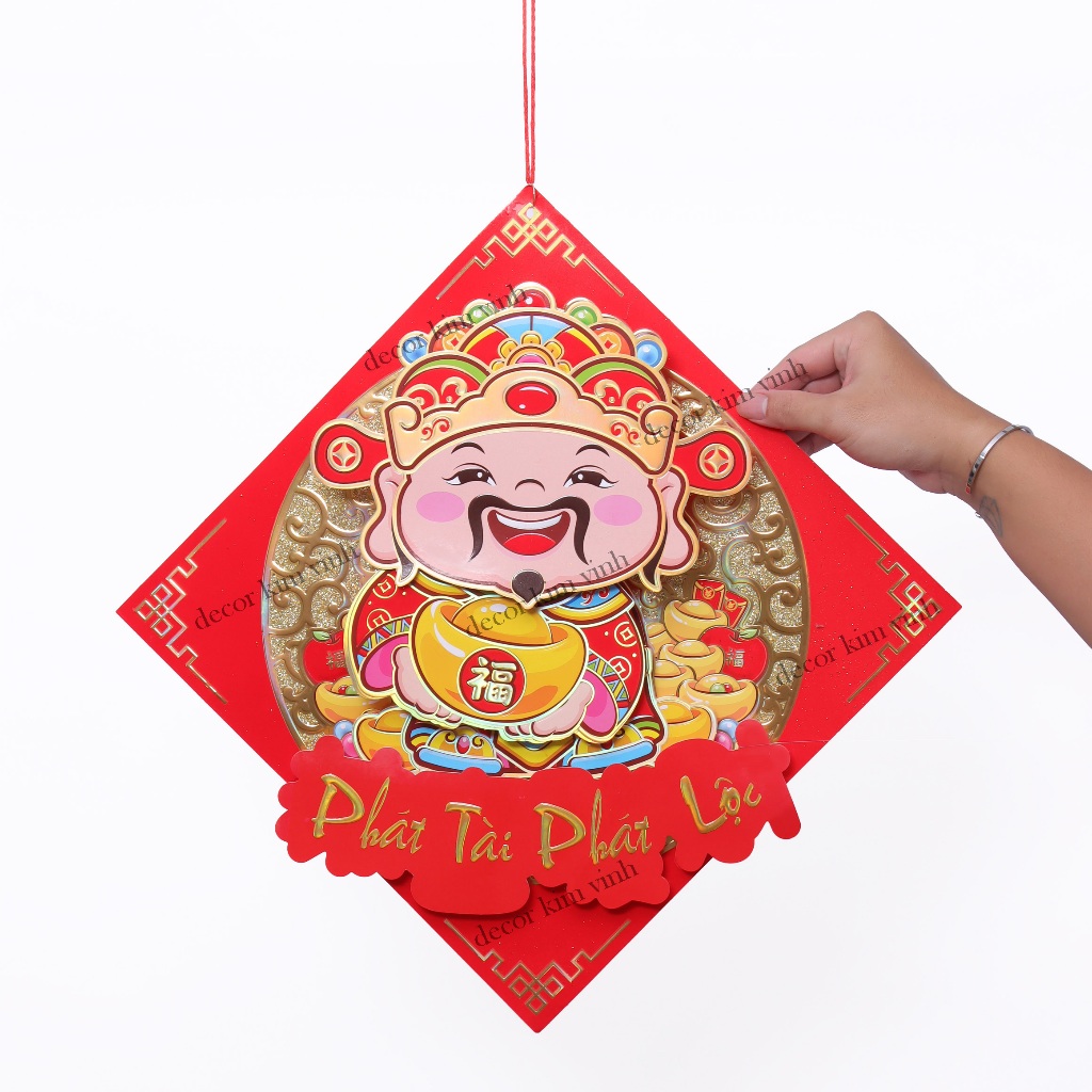 Vòng Treo Ông Thần Tài Lắc Lư THỎI VÀNG TT02 Vòng Treo Trang Trí Tết Dùng Pin