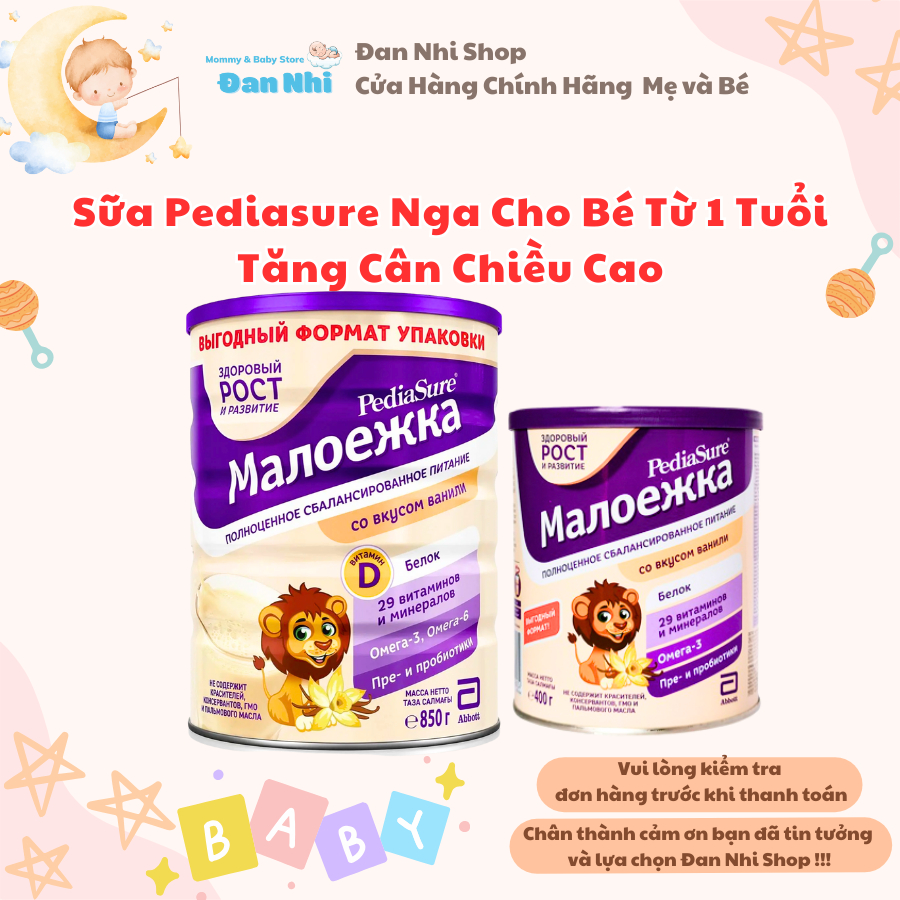 [Date Mới] Sữa Pediasure Nga Hộp Cho Bé Từ 01 Tuổi (Lon 400g &amp; 850g)