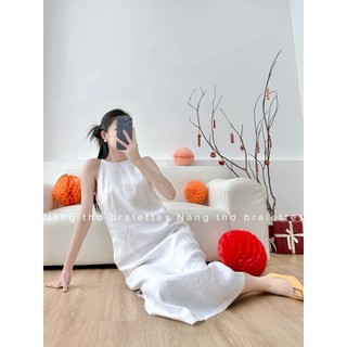 Đầm trơn linen tưng