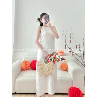Đầm trơn linen tưng