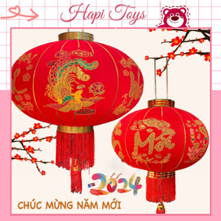Đèn Lồng Đỏ Vải Nhung Treo Tết 2025 CÓ LED Size 60cm 80cm 100cm Hapi Toys -  Cầu Nhung Trang trí Tết Nguyên Đán