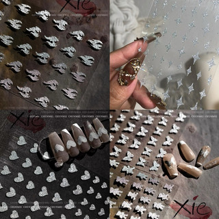 STICKER FLASH - Miếng dán trang trí móng phát sáng, decal dán nail kim tuyến lấp lánh