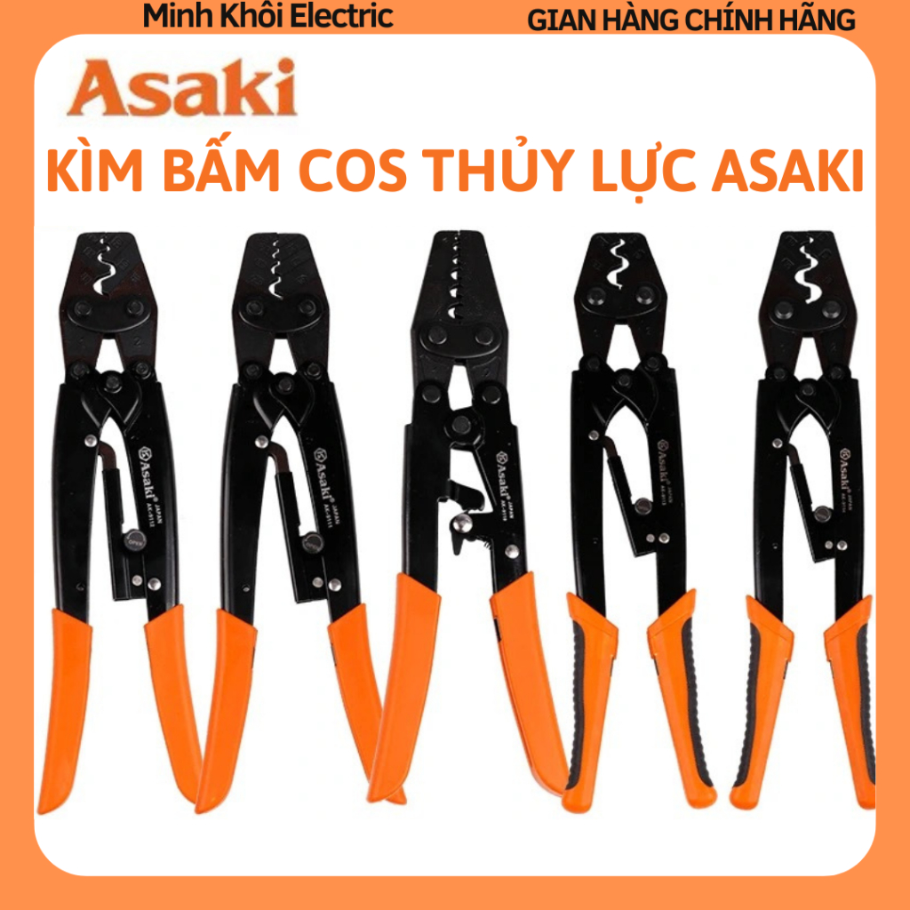 Kìm bấm cos Asaki,kìm bấm cos thuỷ lực, kìm ép cos thuỷ lực, kềm bấm cốt thuỷ lực,kìm bấm cốt,kìm ép