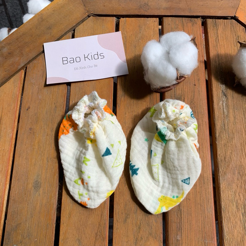Bao tay- Bao chân muslin Bao Kids cho bé từ sơ sinh chống cào