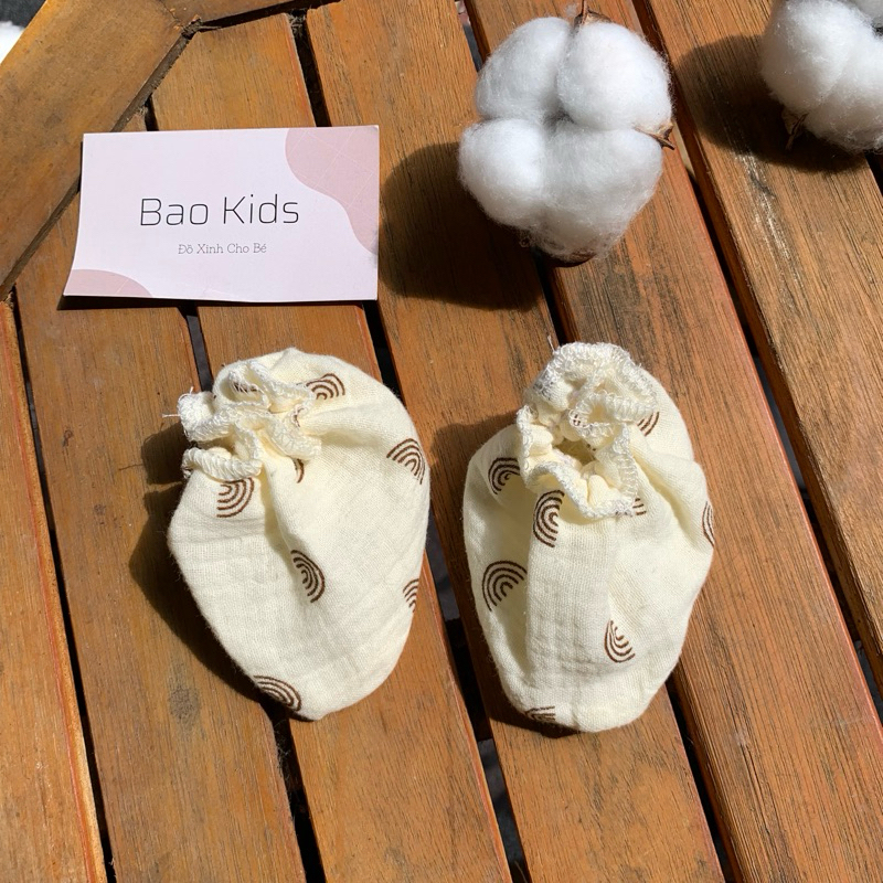 Bao tay- Bao chân muslin Bao Kids cho bé từ sơ sinh chống cào