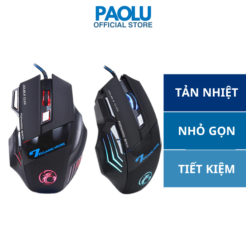 Chuột Gaming Có Dây iMICE X7 PAOLU FASHION Led 7 Màu, Chơi Game Siêu Mượt, Dây Dù Cao Cấp, Độ Nhạy 3200 DPI