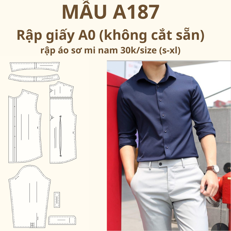 RẬP GIẤY A0 ÁO SƠ MI NAM A187 (SP LÀ GIẤY KHÔNG PHẢI QUẦN ÁO)