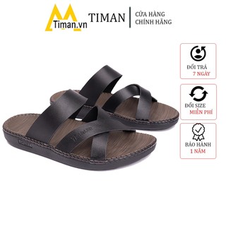 Dép nam đẹp quai ngang kiểu quai hậu xỏ ngón chất liệu da tông lê cao cấp bảo hành 1 năm DK07 TIMAN