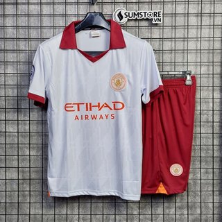 Áo Bóng Đá Man City Trắng Đỏ Cổ Bẻ - Đồ Đá Banh Thể Thao Nam Nữ Mới Đẹp