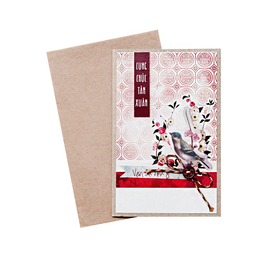 Thiệp Tết Vạn Sự Như Ý Vintage Thiệp Handmade Chúc Mừng Năm Mới 2026 7.5x11.5cm Fairy Corner