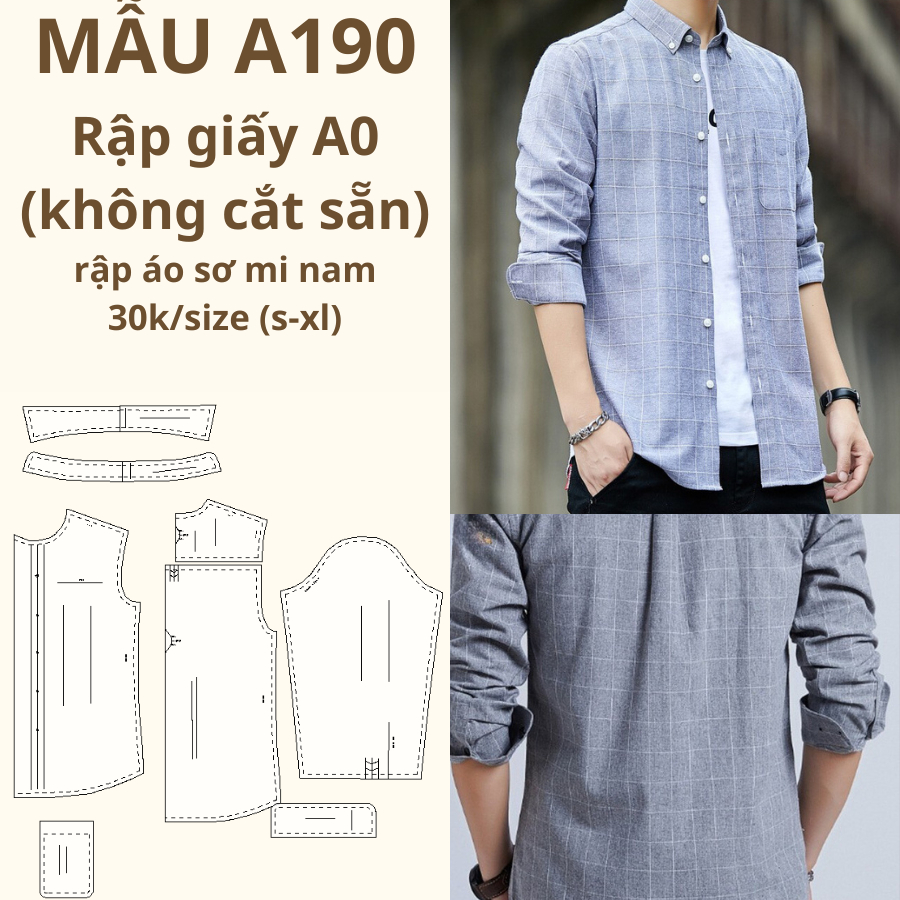 RẬP GIẤY A0 ÁO SƠ MI NAM A190 (SP LÀ GIẤY KHÔNG PHẢI QUẦN ÁO)