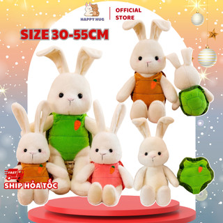 Gấu bông thỏ trắng size 30-55cm mềm mịn mặc áo mai rùa cute, thỏ bông cho bé ôm ngủ siêu dễ thương - Happy Hug