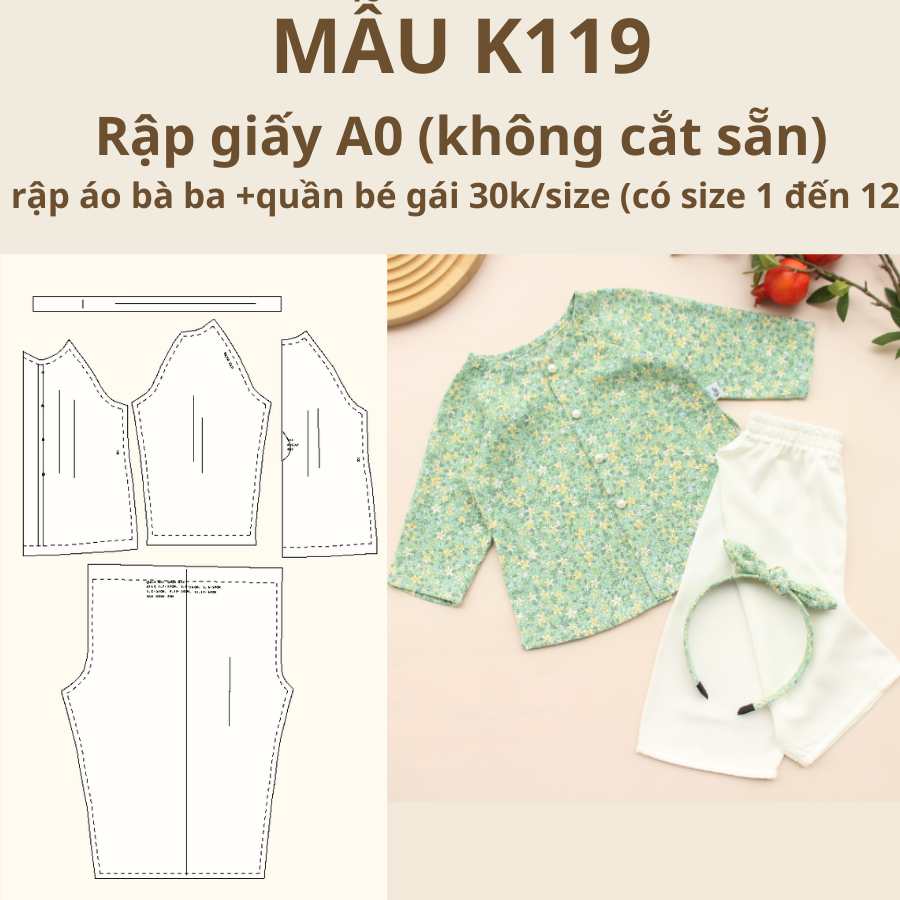 RẬP GIẤY A0 K119 ÁO BÀ BA BÉ GÁI (SP LÀ GIẤY KHÔNG PHẢI QUẦN ÁO)