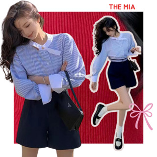 Áo sơ mi kẻ xanh phối cổ phong cách Hàn Quốc , Áo kẻ Hottrend hàng cao cấp