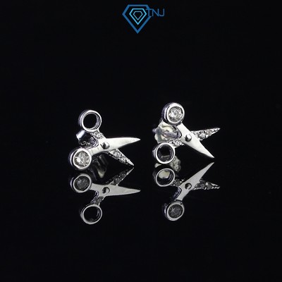 Khuyên tai bạc unisex hình chiếc kéo đính đá phong cách cá tính, phụ kiện trang sức bạc cao cấp BTA0101 - Trang Sức TNJ