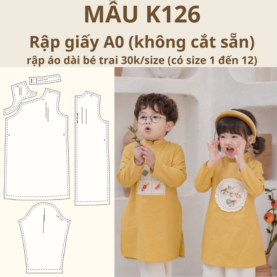 RẬP GIẤY A0 ÁO DÀI BÉ TRAI-K126