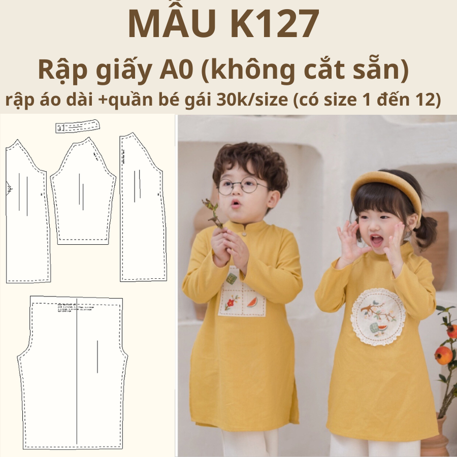 RẬP GIẤY A0 ÁO DÀI BÉ GÁI KÈM QUẦN K127
