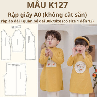Rập giấy a0 k127 áo dài bé gái