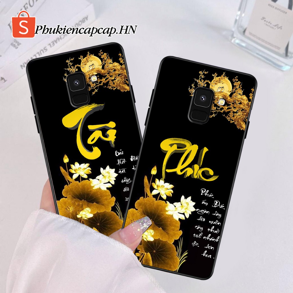 Ốp lưng Samsung A8 2018 / A8 Plus / A8+ / A8 Star in hình chữ  thư pháp theo yêu cầu, Hoa Sen, Tài Đ