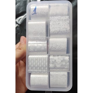 Sét 10 kiểu Foil dán móng (size 20*4cm/cuộn)