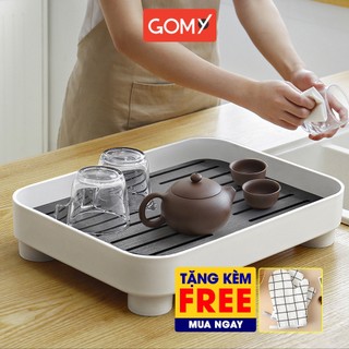 Khay trà nhựa ABS cao cấp đa năng hai lớp, khay bàn trà