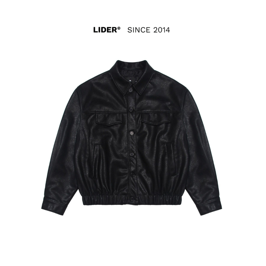 Áo Khoác Da Dáng Bomber Unisex LIDER SCOOPY JACKET - Black