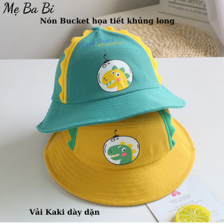 Nón trẻ em - Kaki vành rộng họa tiết khủng long siêu thời trang cho bé từ 1 - 3 tuổi