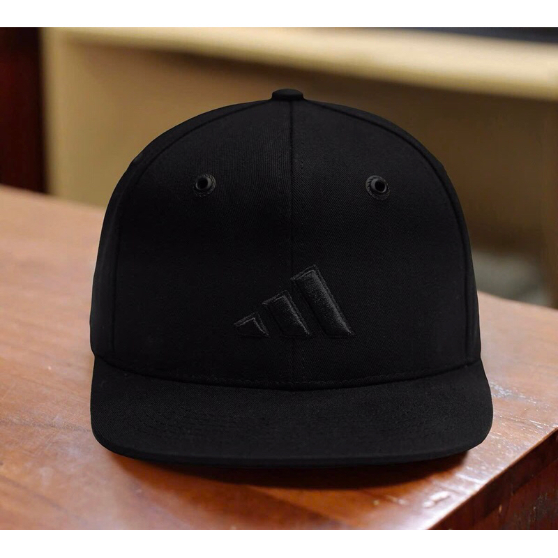 (Ảnh Thật)Mũ Snapback 3 Sọc full đen chất kaki cao cấp.