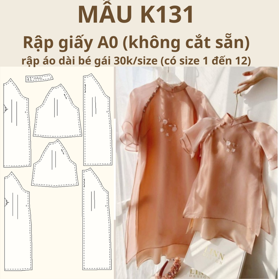 RẬP GIẤY A0 ÁO DÀI BÉ GÁI K131