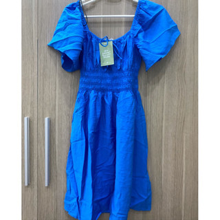 (SẴN SHIP) 🔥Đầm H&M auth 💯 size xs màu xanh coban cực nịnh da