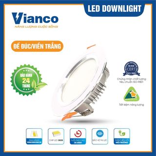 Đèn led downlight vianco 12w đế đúc viền trắng đổi màu