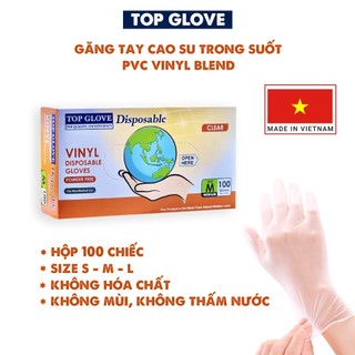  Găng tay cao su trong suốt không bột, siêu dai, ôm sát tay, không thấm nước PVC Vinyl Blend