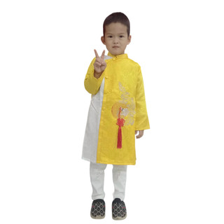 [kèm quần] Sét Áo dài Cách Tân Gấm thêu Công cho bé trai bé gái