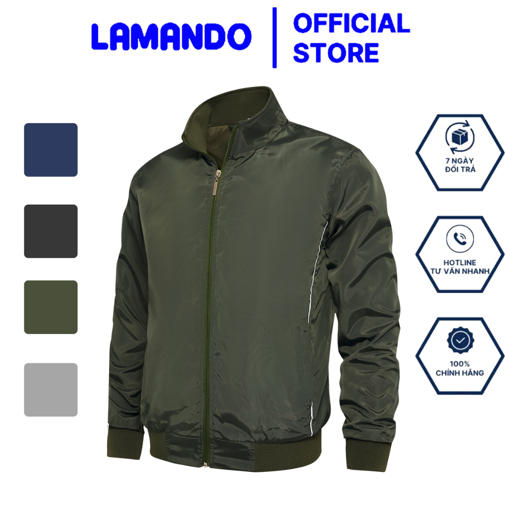 Áo Khoác Nam Bomber Lamando 2 Lớp Dày Dặn Chất Vải Dù Gió Mềm Mại Thoáng Mát AK06