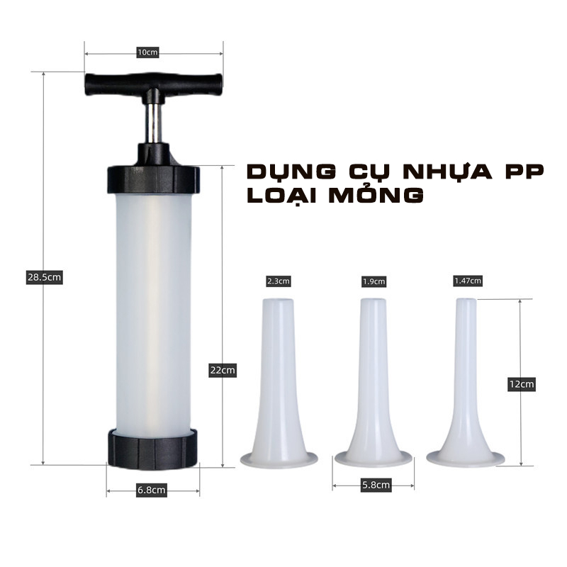 Dụng cụ nhồi xúc xích, lạp xưởng tay cầm inox cho gia đình