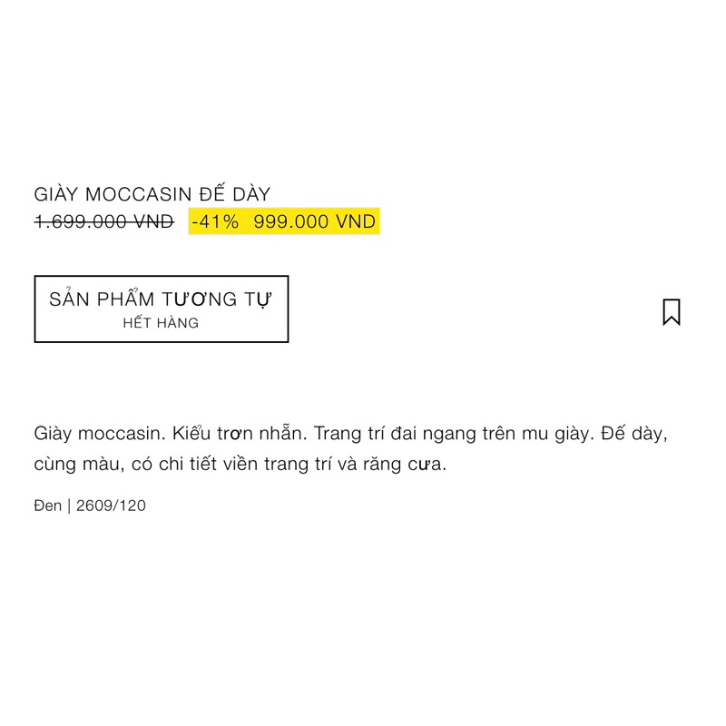 Giày lười nam màu đen Zara authentic CHUNKY size 40