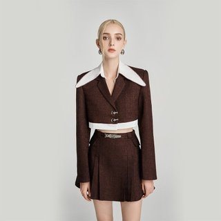 Dear josé - áo blazer crop top saturn vải chino nâu