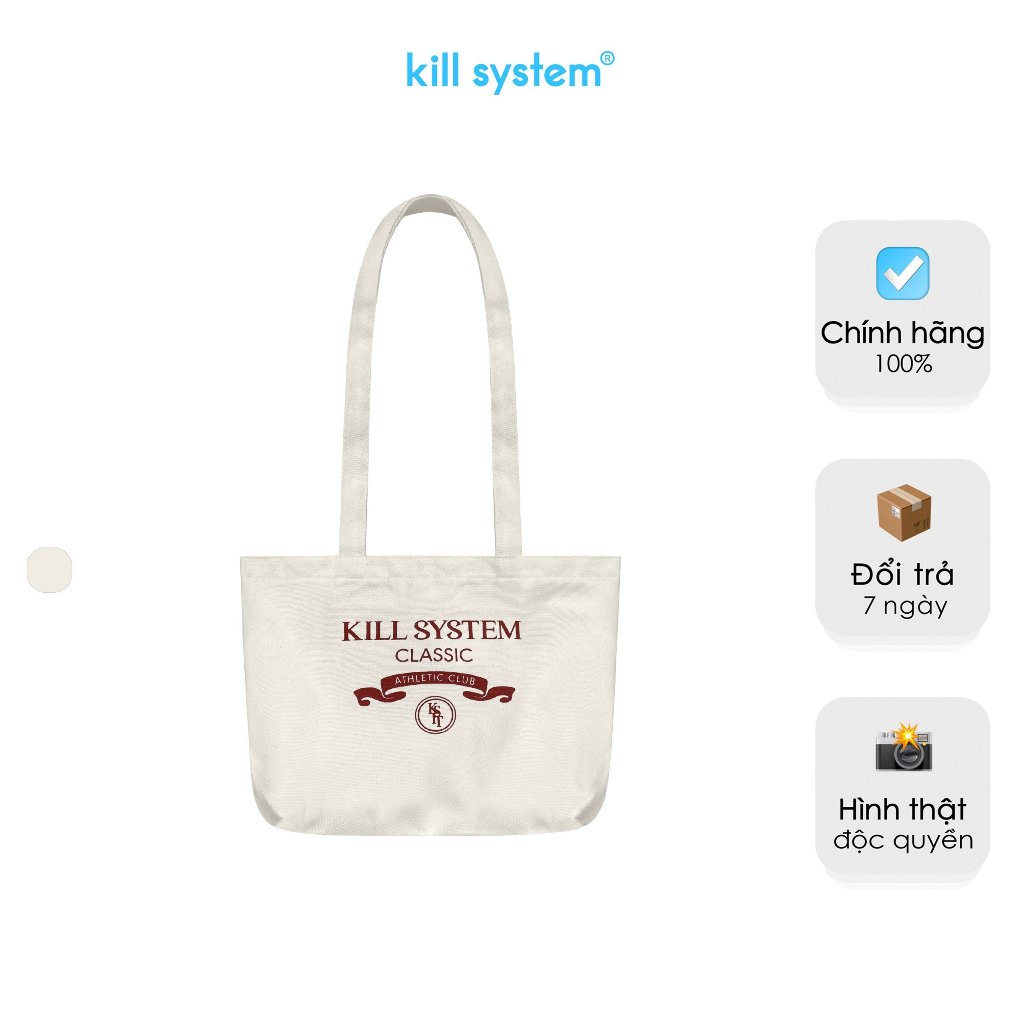 Túi Canvas Classic màu kem hình in Kill System