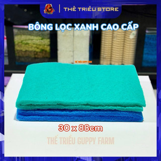 Bông lọc nước hồ cá màu xanh cao cấp 30x88x2cm loại tốt - Lọc nước bể cá cảnh, bể thuỷ sinh